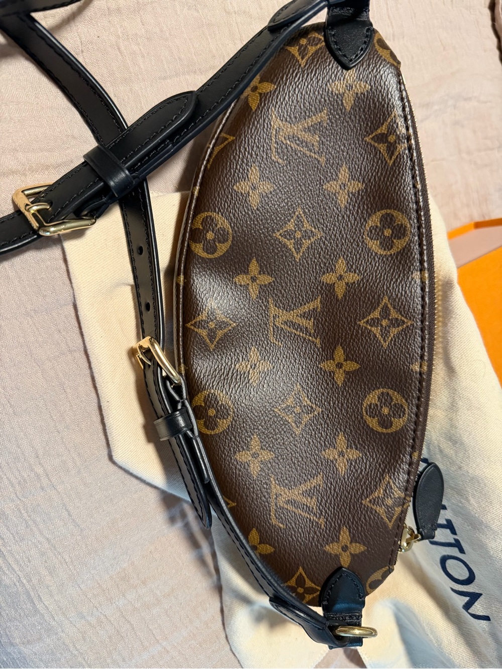 Louis Vuitton Brown Monogram Crossbody Bumbag with Black Strap - Picture 4 of 11